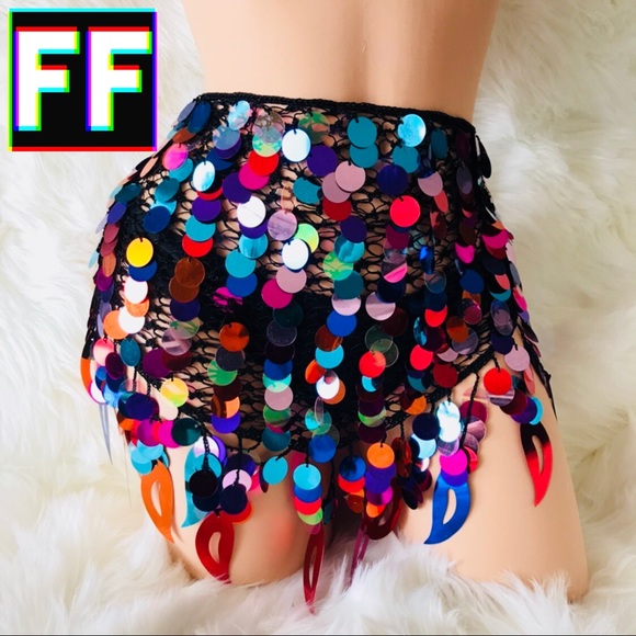 Rainbow Sequin Hip Scarf π - Picture 4 of 8